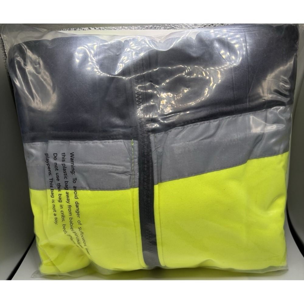 HIGH VISI CLASS 3 REFLECTIVE HOODED ZIP UP SAFETY FLEECE SWEATSHIRT HOODIE 4XL - Picture 2 of 8